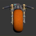 Unique Stylish Motorcycle With Orange Wheels Gray Body And Chain Details