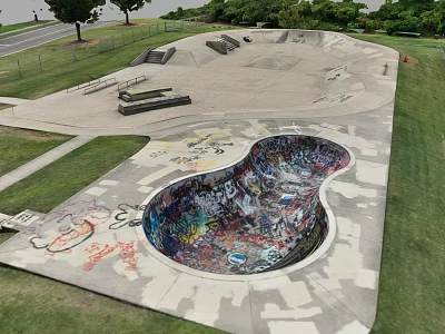 Outdoor Skate Park With Graffiti Bowl And Concrete Ramps For Fitness Activity 3d model
