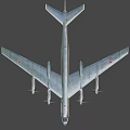 Powerful Fighter Jet Flying In Clear Sky With Four Propellers And Landing Gear