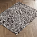 Stylish Square Zebra Pattern Rug On Herringbone Wooden Floor Design 3d model