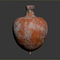 Terracotta Vase With Two Handles Orange White Textured Surface Round Body Small Base