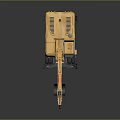 Construction Yellow Wheeled Excavator With Red Stripes Cab Bucket And Wheels