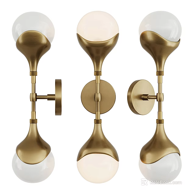 Modern Golden Wall Sconce With White Shade And Wall Mounted Design 3d model