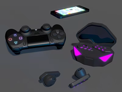 Modern Headset Purple Light Bluetooth Headset 3d model