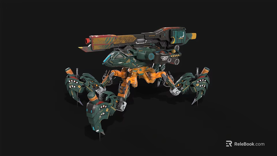 Intelligent Combat Machine With Multiple Mechanical Legs Armored Body And Weapon System 3d model 