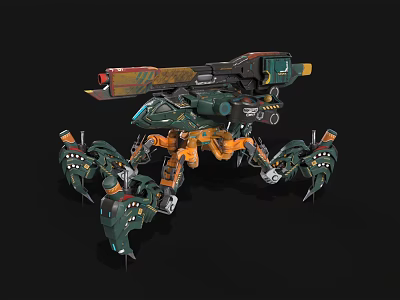 Intelligent Combat Machine With Multiple Mechanical Legs Armored Body And Weapon System 3d model