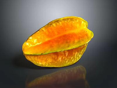 Sliced Star Fruit With Vibrant Yellow Flesh And Shiny Skin On Dark Background 3d model