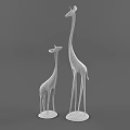 Decorative Ornamental Giraffe Figurine Set with Wooden Texture Mother and Baby