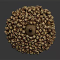 Unique Brown Beige Textured Decorative Ornament Set With Spherical Body Pointed Top And Square Base