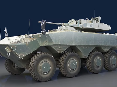 Modern Military Green Armored Wheeled Tank With Eight Wheels And Dark Background 3d model