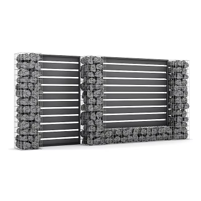 Modern Gabion Fence Design with Metal Frame and Stone Filling Sturdy Structure 3d model