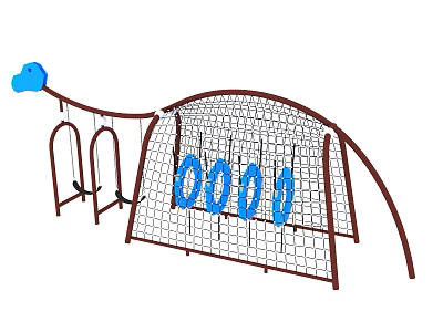 Fun Kids Playground With Swings Net Arch Structure And Blue Decorative Elements 3d model
