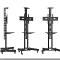 Wrought Iron Mobile TV Stands with Wheels and Durable Structure for Home Office Use