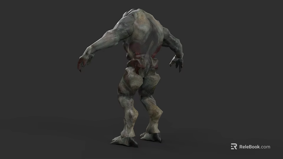Game Movie Character 3D Model With Strong Muscular Build Rocky Gray Red Skin Texture 3d model 