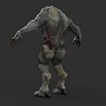 Game Movie Character 3D Model With Strong Muscular Build Rocky Gray Red Skin Texture
