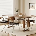 Modern Wooden Dining Table Set With Metal Leg Chairs Black Cushions And Wall Art