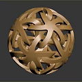 Golden Hollow Sphere Decorative Sculpture With Intricate Interlaced Design