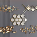 Modern Metallic Wall Decorations With Geometric Circular And Leaf Shaped Designs
