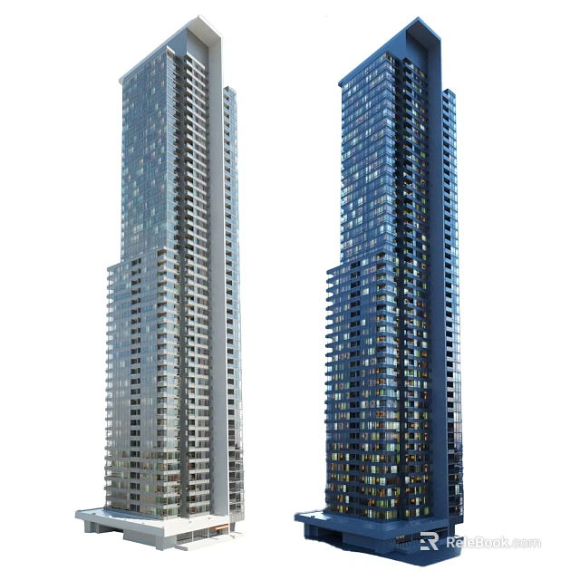 Modern High Rise Office Building With Glass Facade And Urban Architecture Design 3d model 