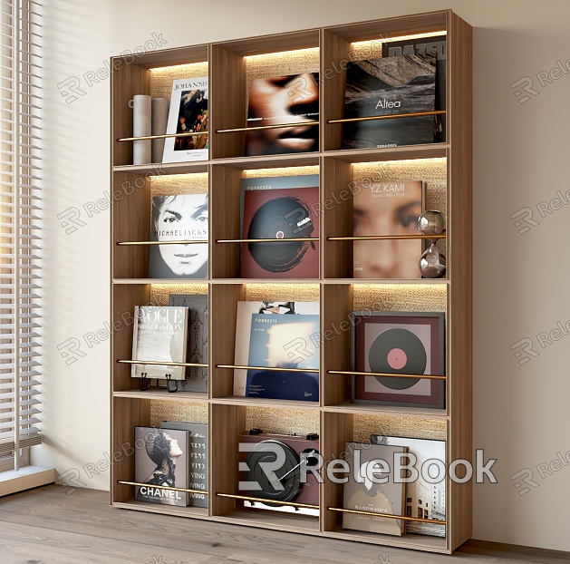 Modern Bookcase Book Recording Machine Record Magazine Decorative Rack Decorative Cabinet model