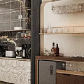 Elegant Modern Wine Cabinet With Glass Shelves And Marble Design Displaying Wine Bottles