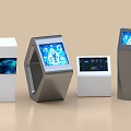 Multiple Smart Machines With Different Shapes And Display Screens Showing Data Visualizations 3d model