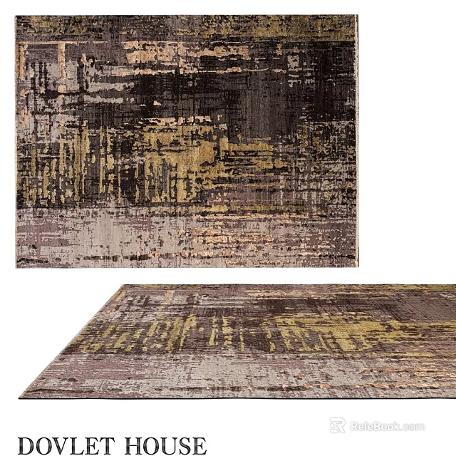 Modern Square Rug With Abstract Dark Gold Pattern For Living Room Decor 3d model 