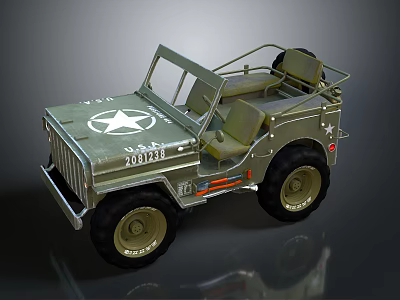 Military Style Functional Vehicle Like WWII Jeep With Star Emblem 3d model