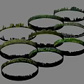 Green Circular Rings With Forest Landscapes In Stacked Arrangement Design