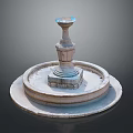 Ornamental Stone Fountain With Circular Base And Pedestal Water Basin