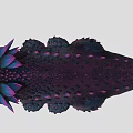 Cute Purple Fantasy Game And Movie Character With Blue Spikes And Big Eyes