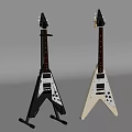 Black White Electric Guitars And Art Supplies With Paintbrushes On