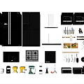 Various Modern Kitchen Appliances Including Refrigerators Ovens Stoves And Small Tools 3d model