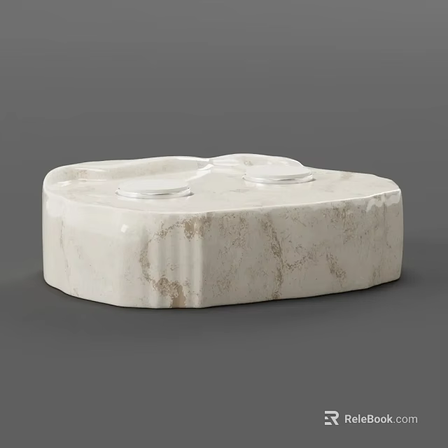 White Marble Coffee Table With Unique Shape And Circular Surface Details 3d model 