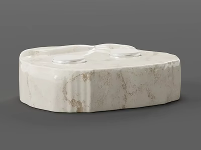 White Marble Coffee Table With Unique Shape And Circular Surface Details 3d model