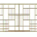 Modern Gold Frame Display Shelves With Multi layer Open Design And Colorful Striped Items