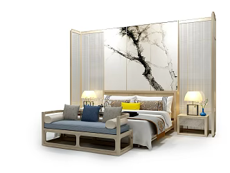 Background double bed 3d model
