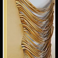 Modern Abstract Wall Art With Gold And White Wavy Texture Design