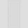 White Hinged Door With Simple Design Silver Handle And Grey Walls