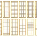 Wooden Grid Partitions With Various Frame Designs For Home Interiors 3d model