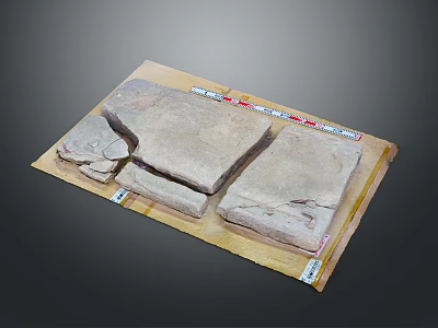 Natural Wood And Stone Slabs Display With Textured Surfaces And Sample Labels 3d model