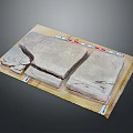 Natural Wood And Stone Slabs Display With Textured Surfaces And Sample Labels