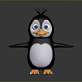 Adorable Cartoon Penguin Character 3D Model With Big Eyes And Orange Feet