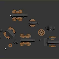Pirate Themed Cannons With Orange And Gray Parts Wheels And Miniature Figure
