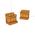 Two Golden Ornate Carved Chests With Intricate Patterns Classical Furniture Pieces