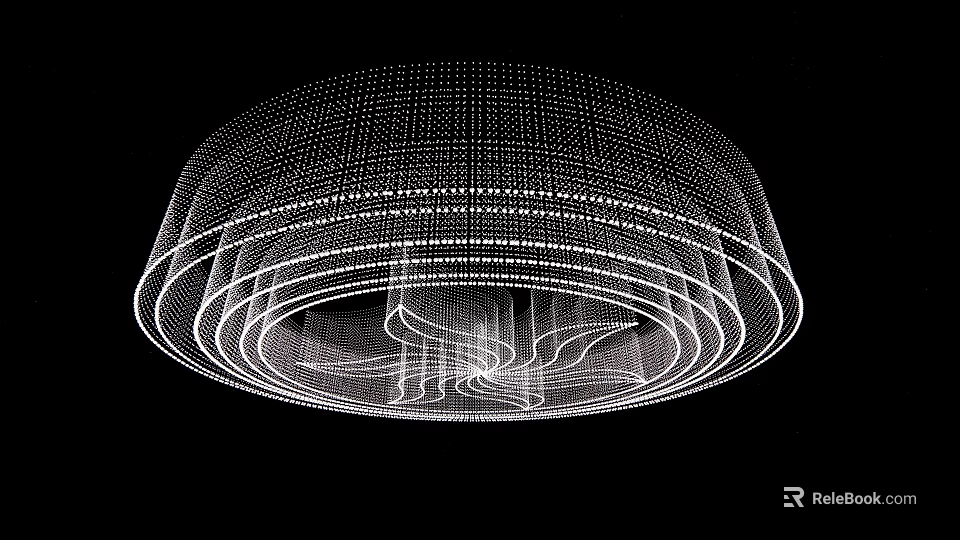 Crystal Chandelier Modern Design With Grid Pattern Circular Lines And Illuminated Structure 3d model