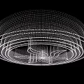 Crystal Chandelier Modern Design With Grid Pattern Circular Lines And Illuminated Structure 3d model