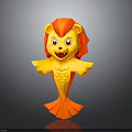 Playful 3D Cartoon Lion Fish Hybrid Character With Colorful Design And Friendly Expression