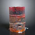 Rusty Red And Black Oil Drum As Old Household Storage Container