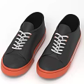Casual Black Low Top Shoes With White Laces And Orange Soles For Daily Wear